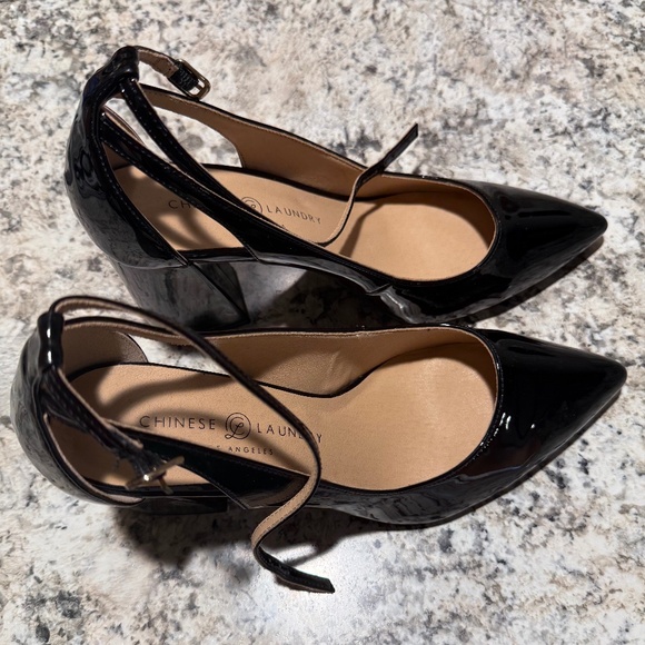 Women’s Black Block Heels with Strap - Picture 1 of 7